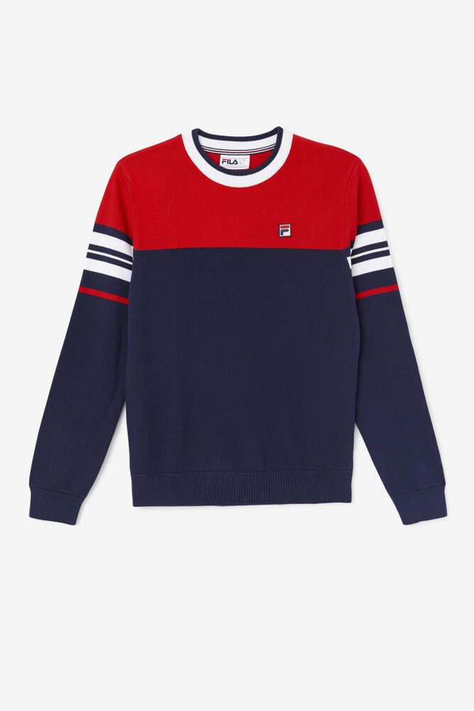 Fila Sweatshirt Everly Sweater Mens Navy/Red - India RKY-795210